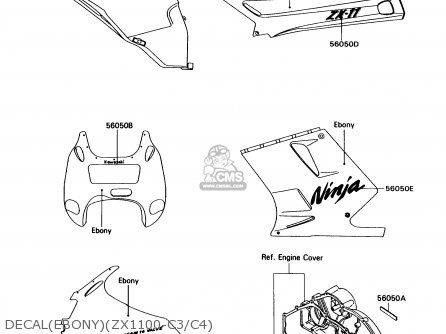 DECAL(EBONY)(ZX1100-C3/C4) - ZX1100C4 ZX11 1993 USA CALIFORNIA CANADA