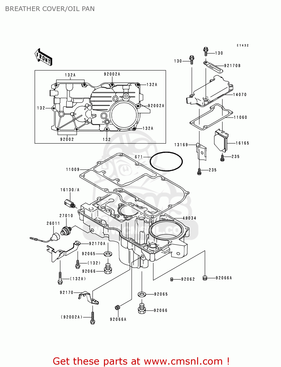 BREATHER COVER/OIL PAN ZX1100D1 NINJAZX11 1993 USA CALIFORNIA CANADA