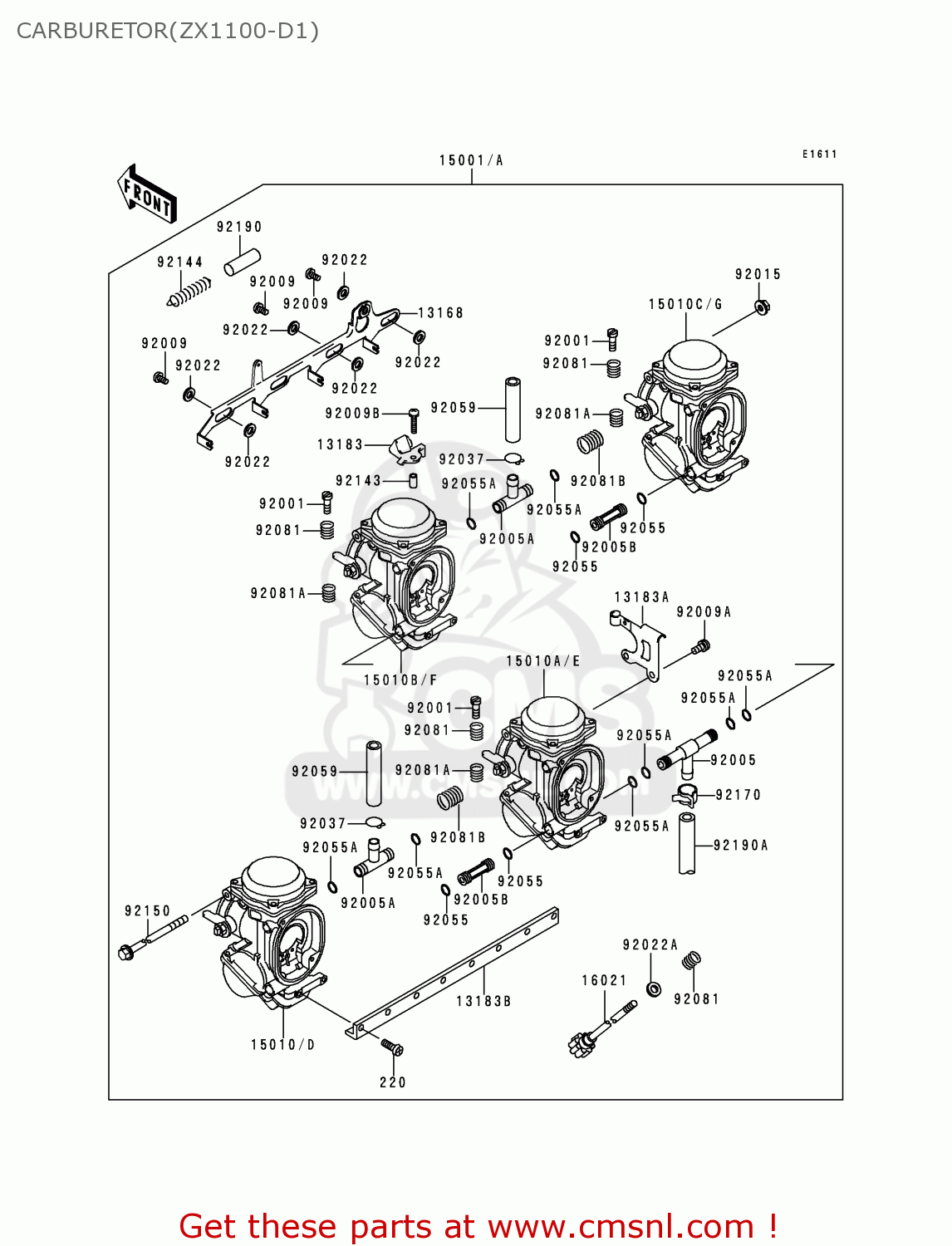 CARBURETOR(ZX1100-D1) ZX1100D1 NINJAZX11 1993 USA CALIFORNIA CANADA