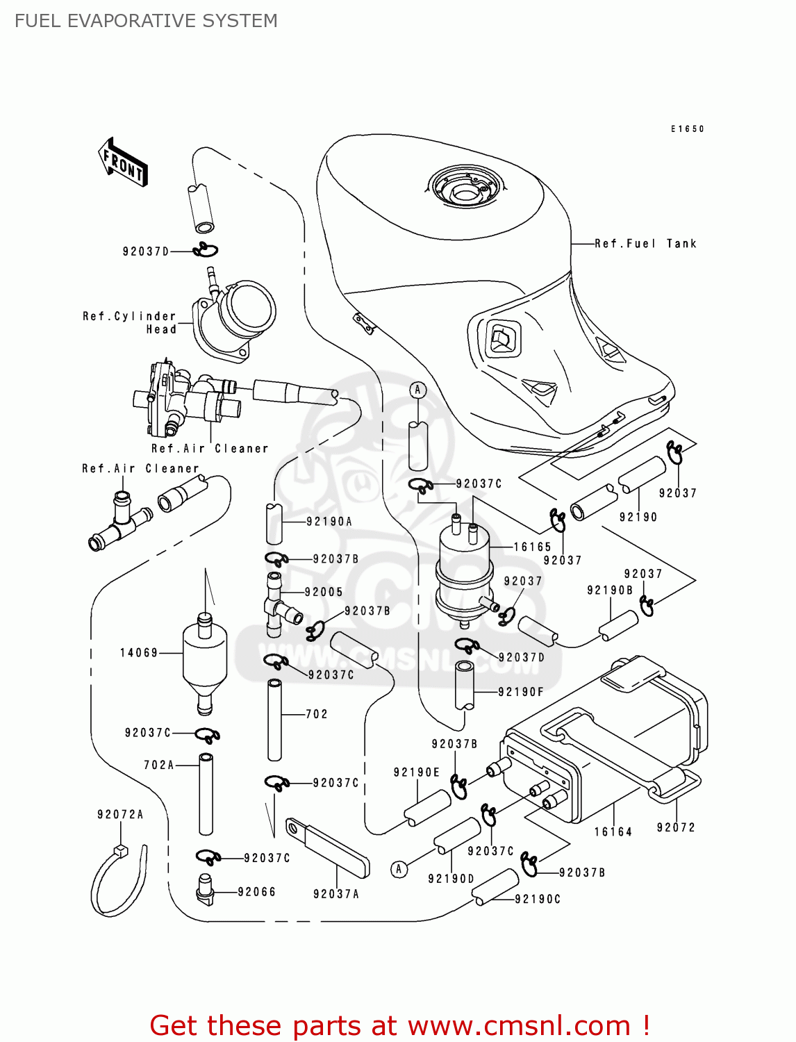 FUEL EVAPORATIVE SYSTEM ZX1100D1 NINJAZX11 1993 USA CALIFORNIA CANADA