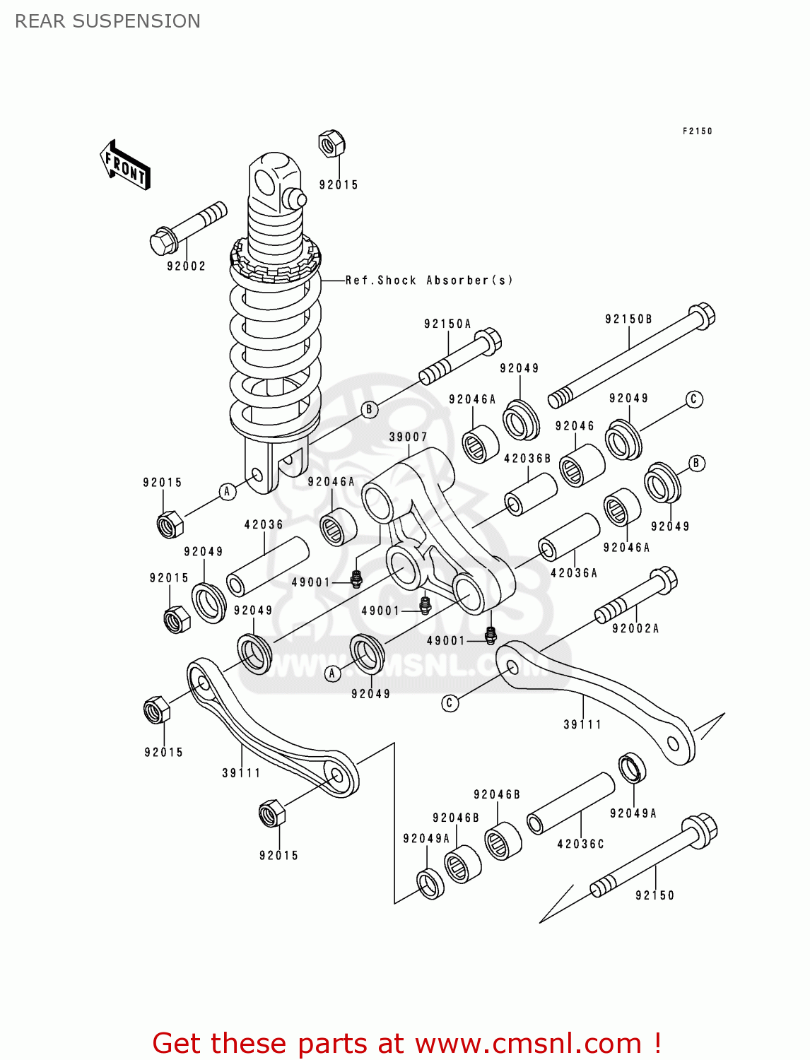 REAR SUSPENSION ZX1100D1 NINJAZX11 1993 USA CALIFORNIA CANADA