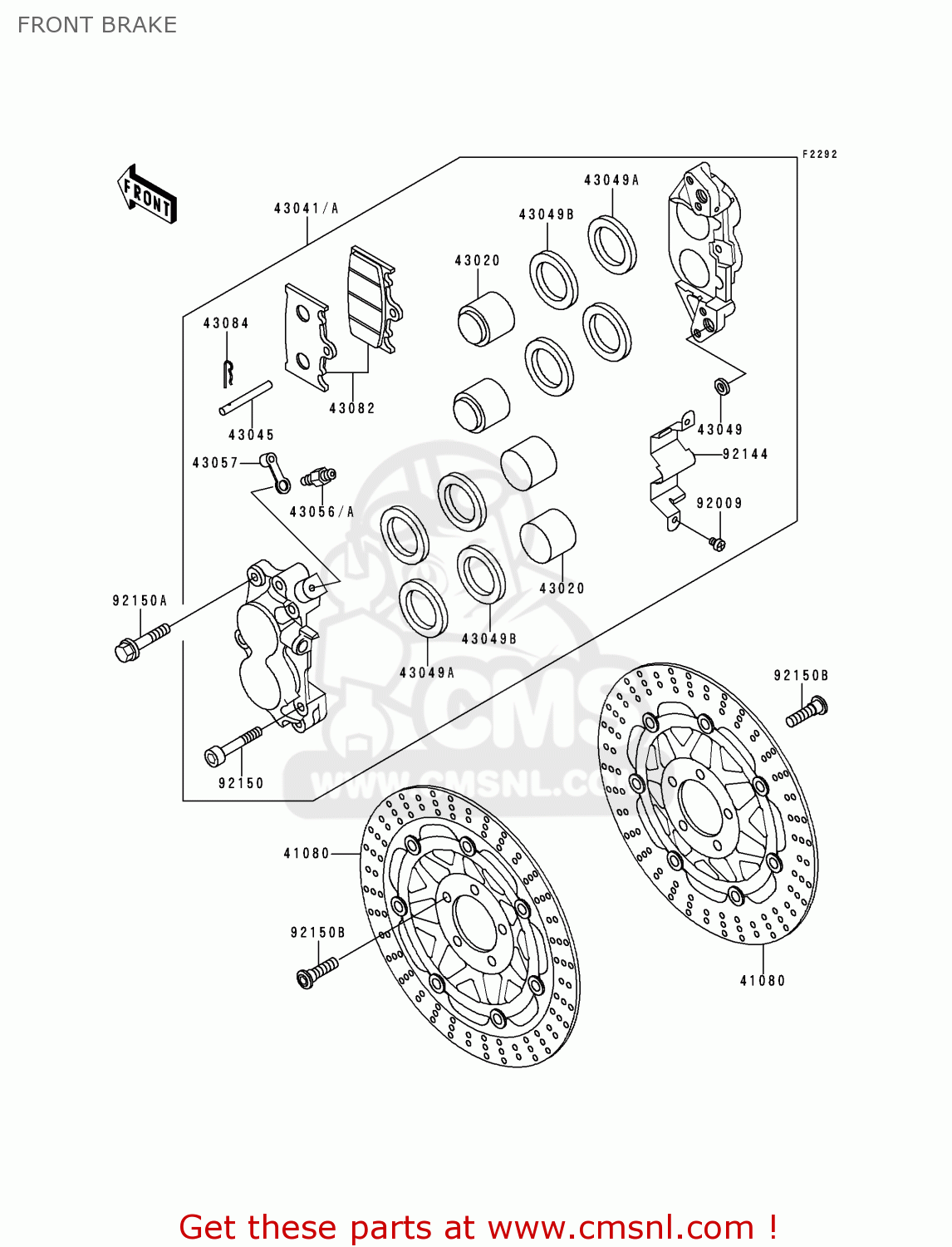 FRONT BRAKE ZX1100D1 NINJAZX11 1993 USA CALIFORNIA CANADA