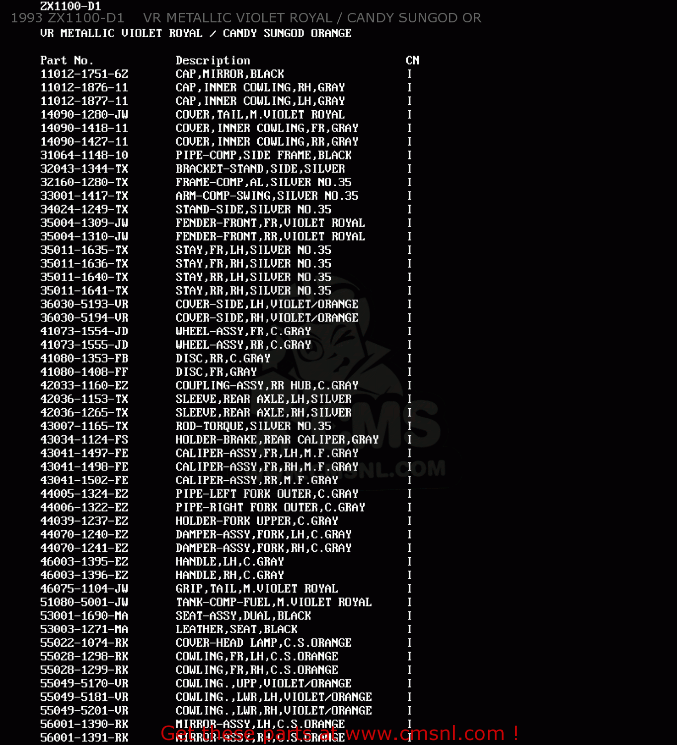 1993 ZX1100-D1    VR METALLIC VIOLET ROYAL / CANDY SUNGOD OR ZX1100D1 NINJAZX11 1993 USA CALIFORNIA CANADA