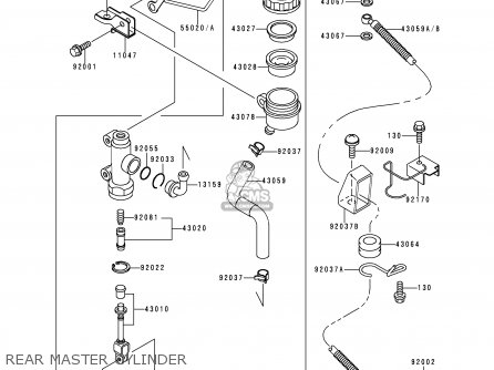 REAR MASTER CYLINDER - ZX1100D1 NINJAZX11 1993 USA CALIFORNIA CANADA