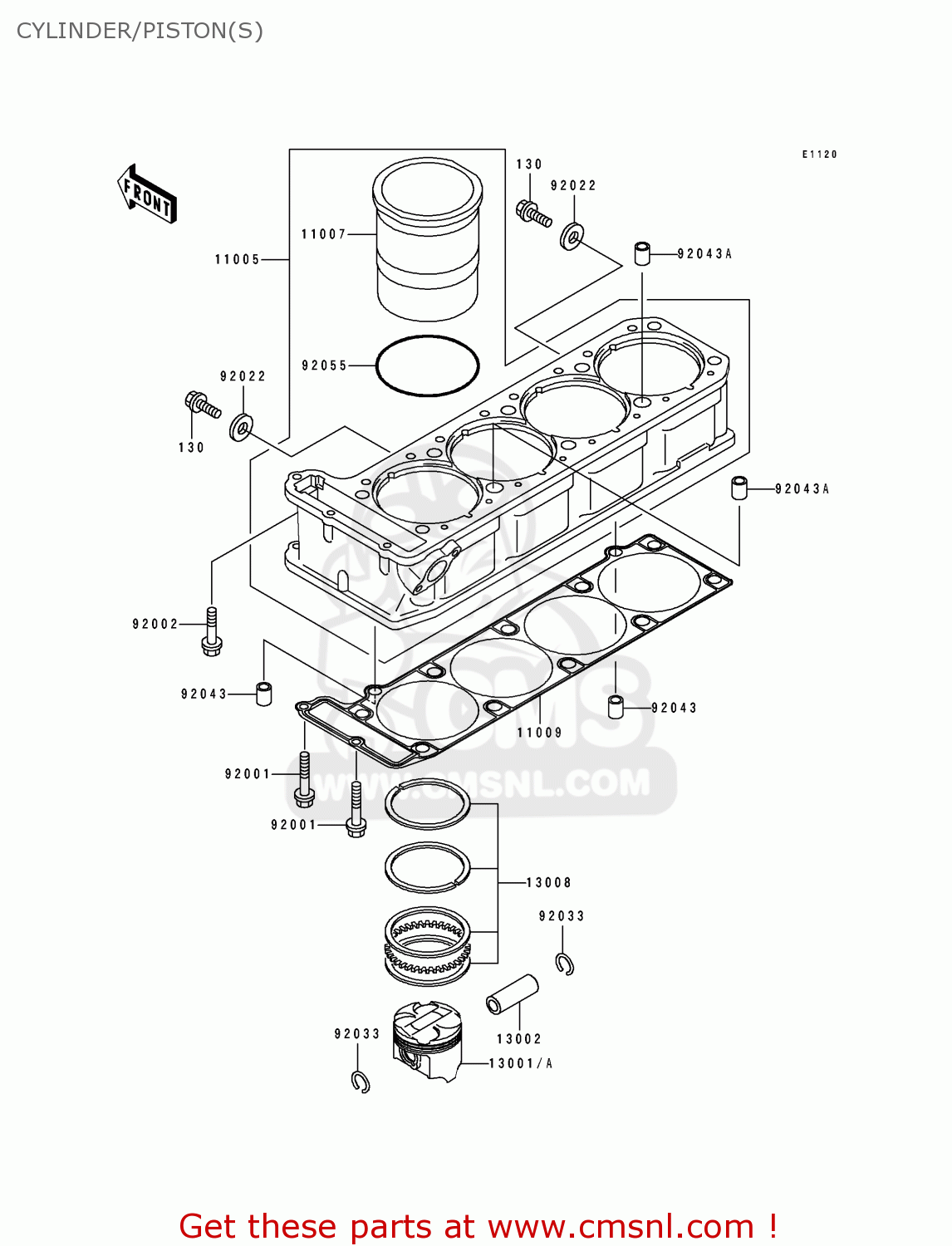 CYLINDER/PISTON(S) ZX1100D1 ZZR1100 1993 EUROPE UK FR NL AR FG GR IT NR SD SP ST