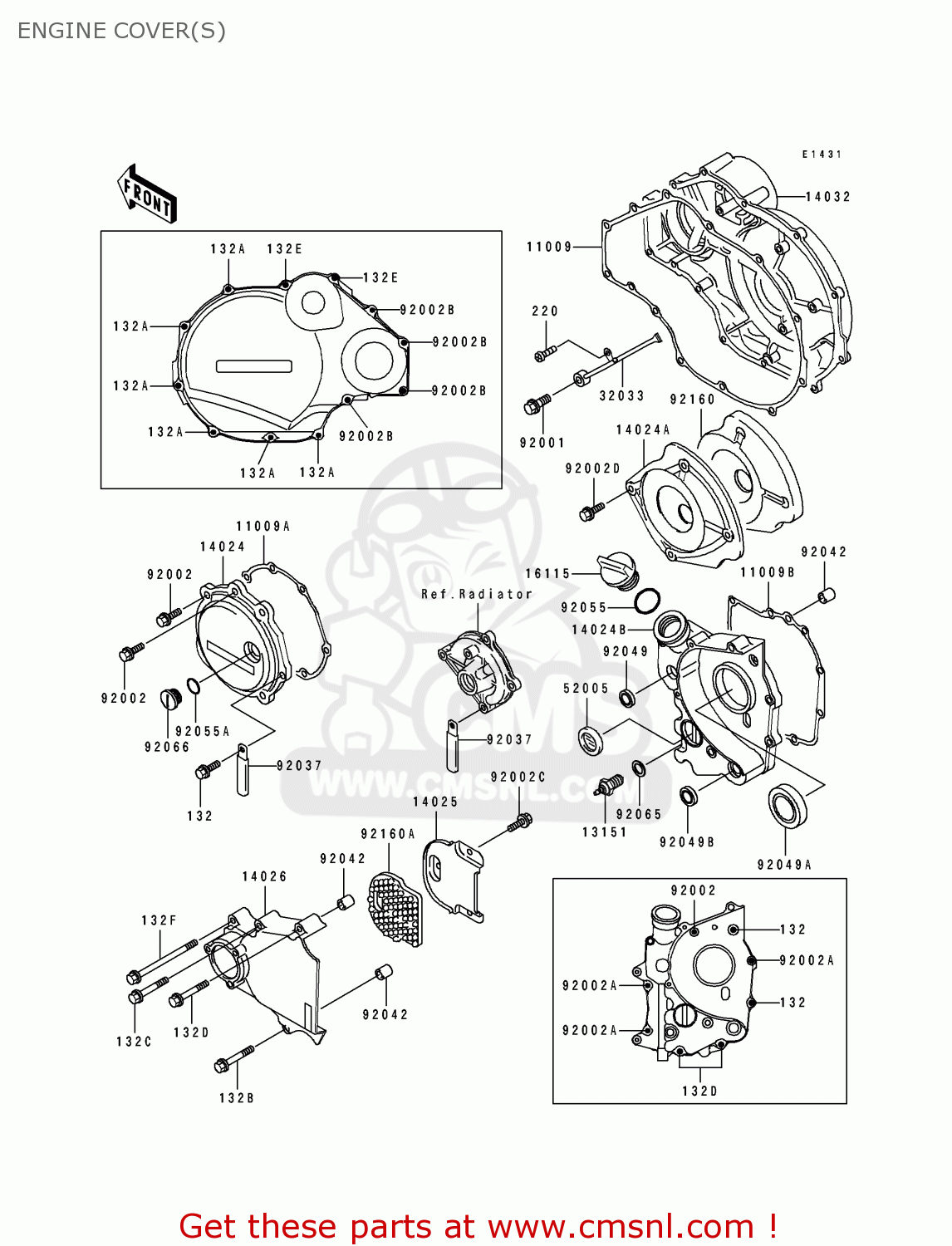 ENGINE COVER(S) ZX1100D1 ZZR1100 1993 EUROPE UK FR NL AR FG GR IT NR SD SP ST