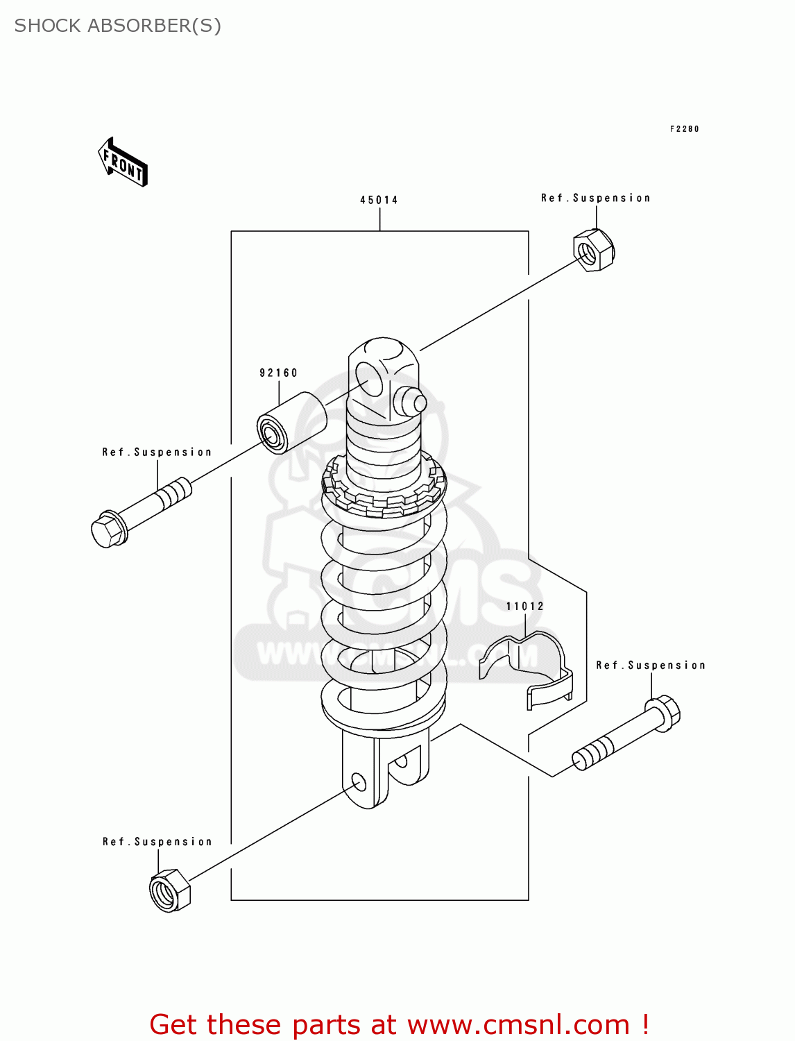 SHOCK ABSORBER(S) ZX1100D1 ZZR1100 1993 EUROPE UK FR NL AR FG GR IT NR SD SP ST