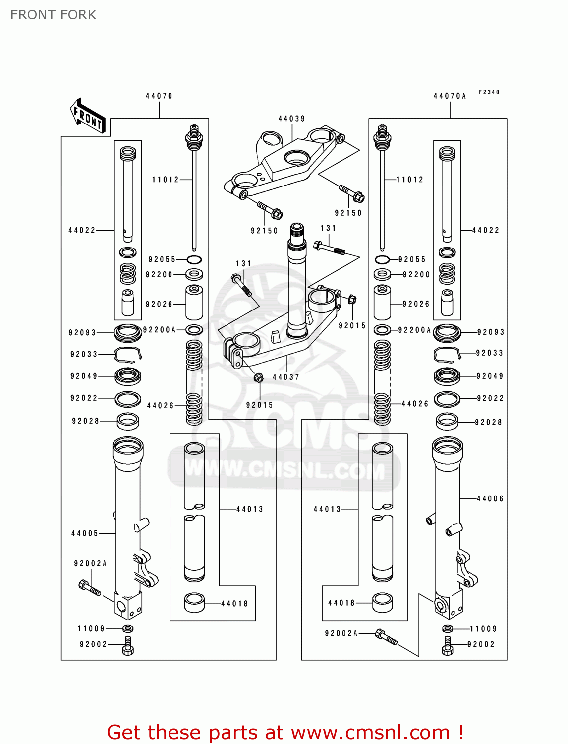 FRONT FORK ZX1100D1 ZZR1100 1993 EUROPE UK FR NL AR FG GR IT NR SD SP ST