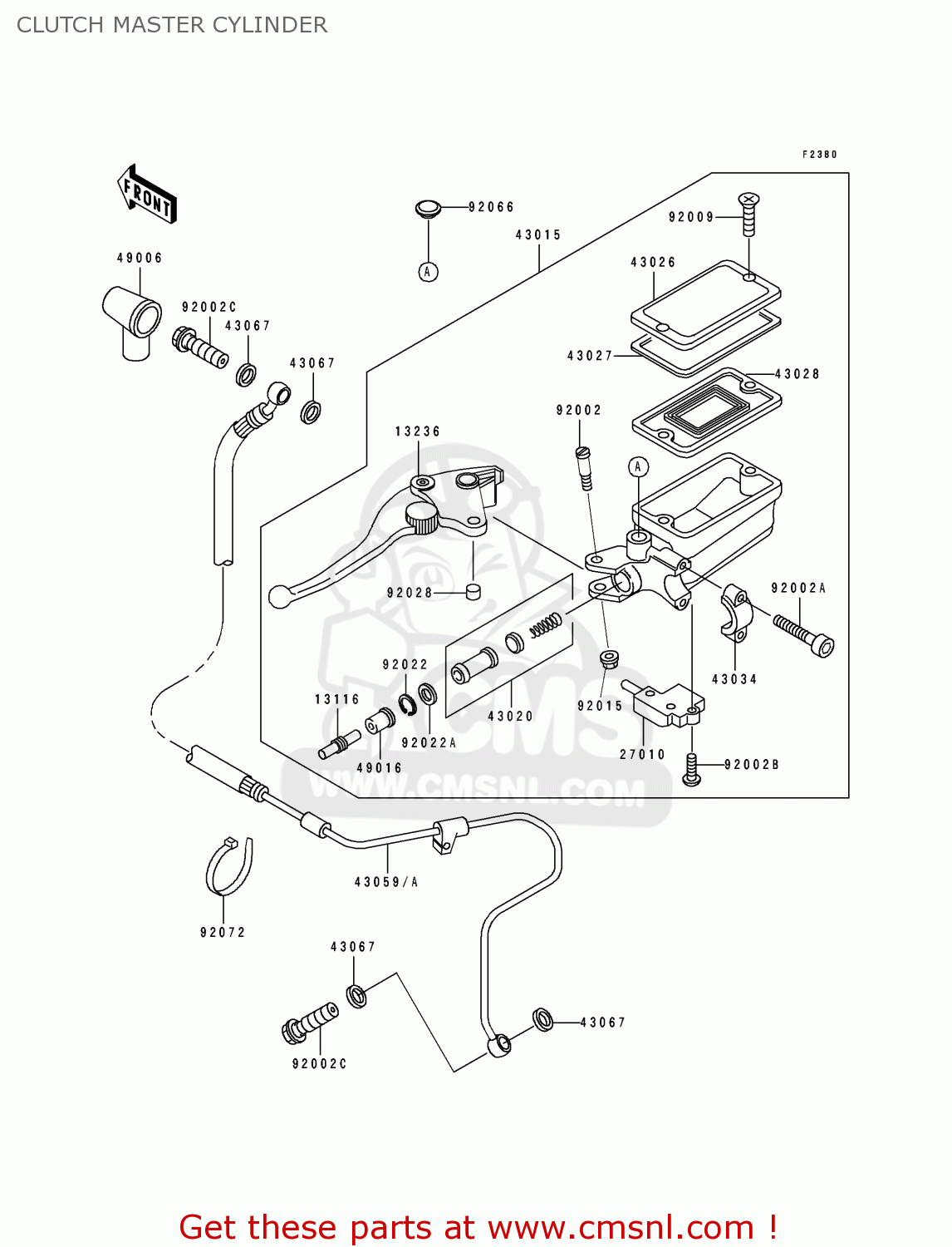 CLUTCH MASTER CYLINDER ZX1100D1 ZZR1100 1993 EUROPE UK FR NL AR FG GR IT NR SD SP ST
