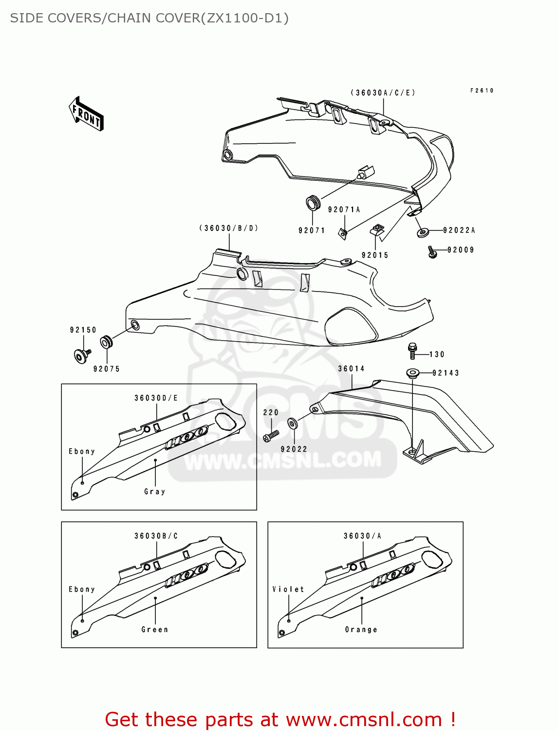 SIDE COVERS/CHAIN COVER(ZX1100-D1) ZX1100D1 ZZR1100 1993 EUROPE UK FR NL AR FG GR IT NR SD SP ST