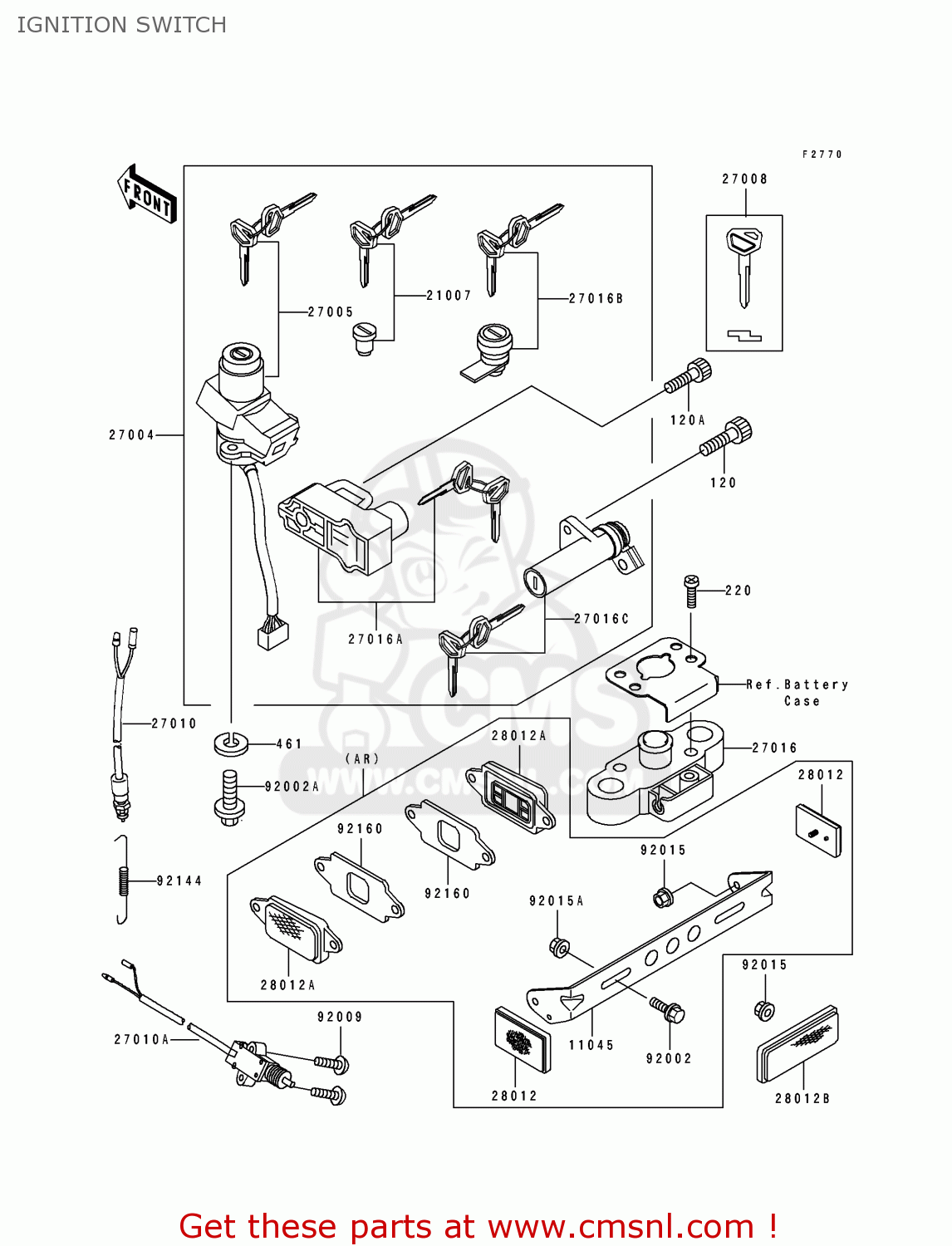 IGNITION SWITCH ZX1100D1 ZZR1100 1993 EUROPE UK FR NL AR FG GR IT NR SD SP ST