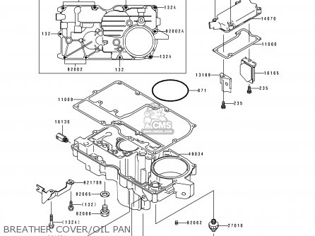 BREATHER COVER/OIL PAN - ZX1100D1 ZZR1100 1993 EUROPE UK FR NL AR FG GR IT NR SD SP ST