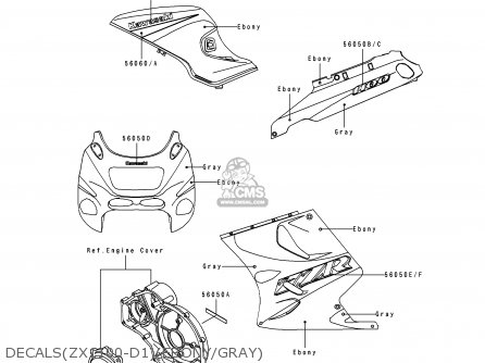 DECALS(ZX1100-D1)(EBONY/GRAY) - ZX1100D1 ZZR1100 1993 EUROPE UK FR NL AR FG GR IT NR SD SP ST