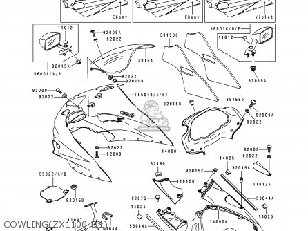COWLING(ZX1100-D1) - ZX1100D1 ZZR1100 1993 EUROPE UK FR NL AR FG GR IT NR SD SP ST