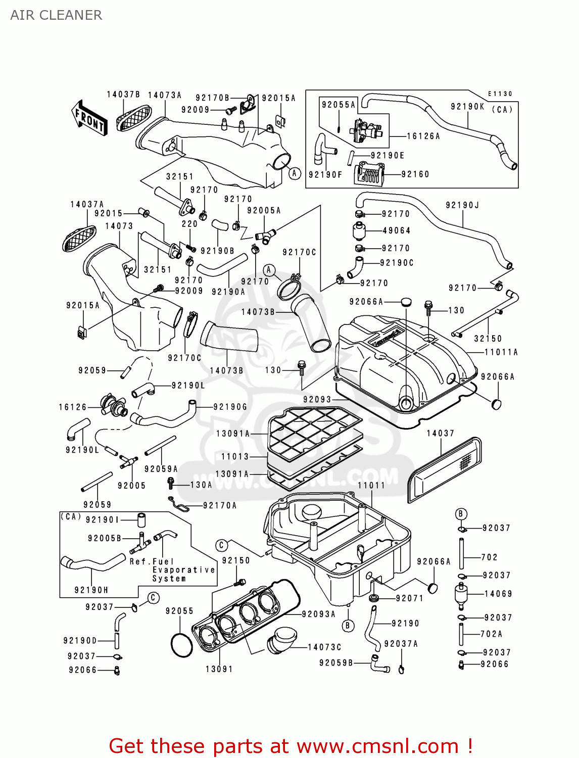 AIR CLEANER ZX1100D2 NINJAZX11 1994 USA CALIFORNIA CANADA
