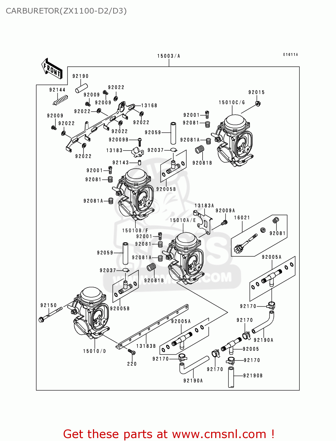 CARBURETOR(ZX1100-D2/D3) ZX1100D2 NINJAZX11 1994 USA CALIFORNIA CANADA