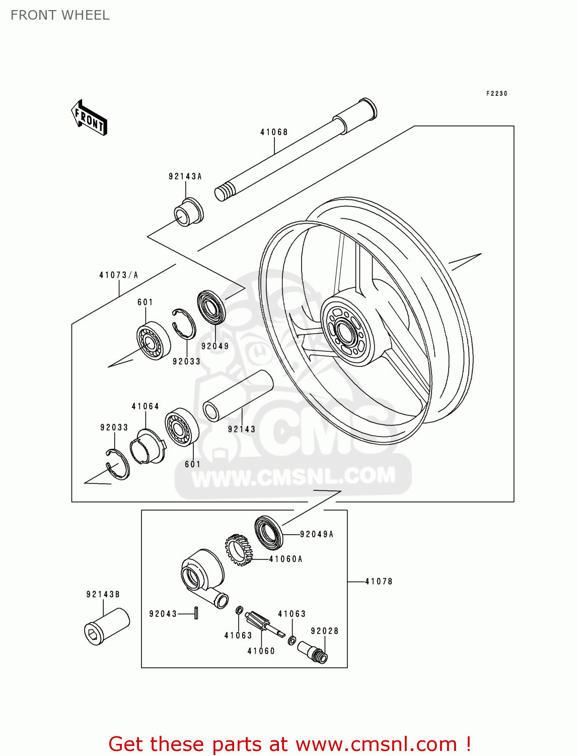 FRONT WHEEL ZX1100D2 NINJAZX11 1994 USA CALIFORNIA CANADA