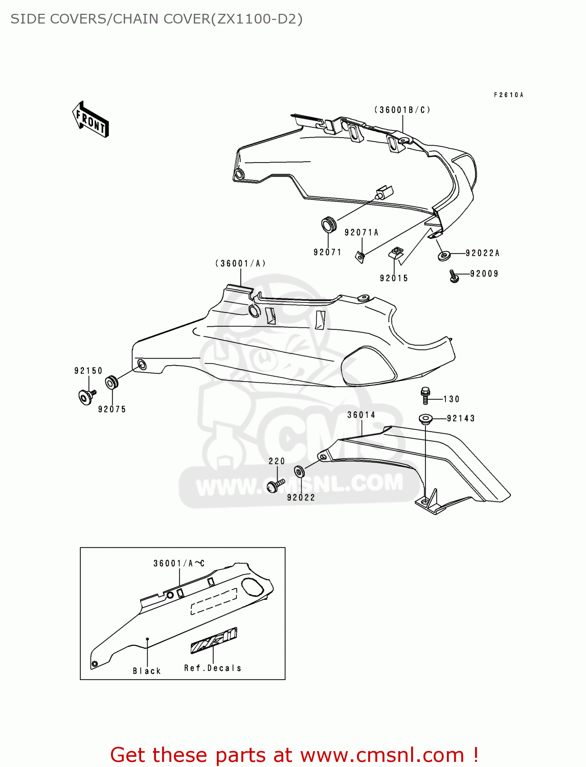 SIDE COVERS/CHAIN COVER(ZX1100-D2) ZX1100D2 NINJAZX11 1994 USA CALIFORNIA CANADA