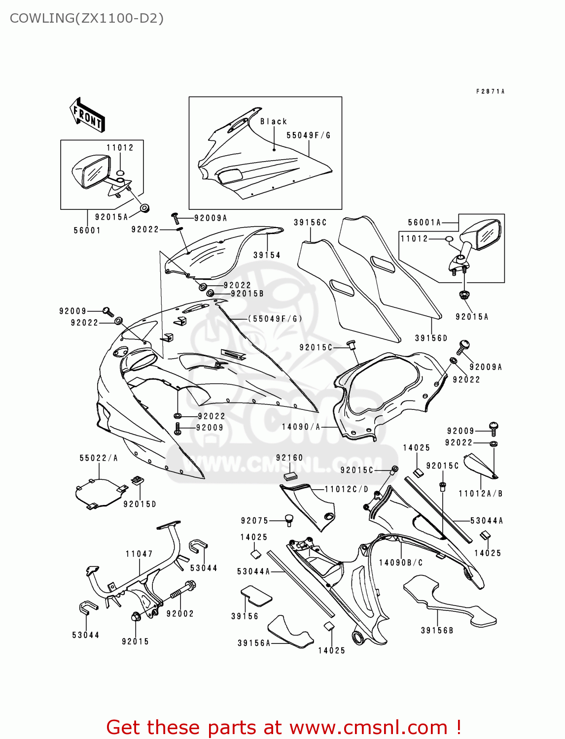 COWLING(ZX1100-D2) ZX1100D2 NINJAZX11 1994 USA CALIFORNIA CANADA