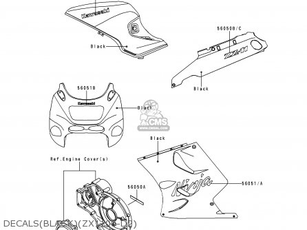 DECALS(BLACK)(ZX1100-D2) - ZX1100D2 NINJAZX11 1994 USA CALIFORNIA CANADA