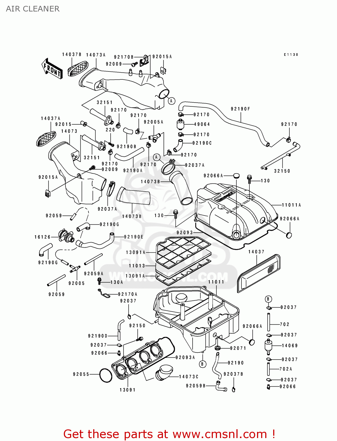 AIR CLEANER ZX1100D2 ZZR1100 1994 EUROPE UK FR NL AR FG GR IT NR SD SP ST