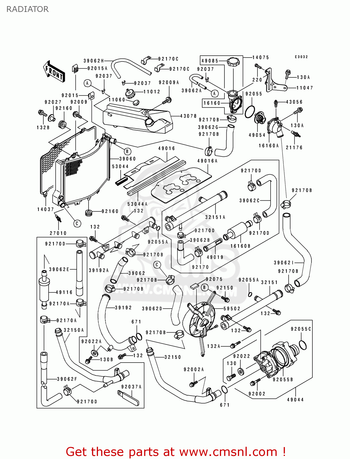 RADIATOR ZX1100D2 ZZR1100 1994 EUROPE UK FR NL AR FG GR IT NR SD SP ST