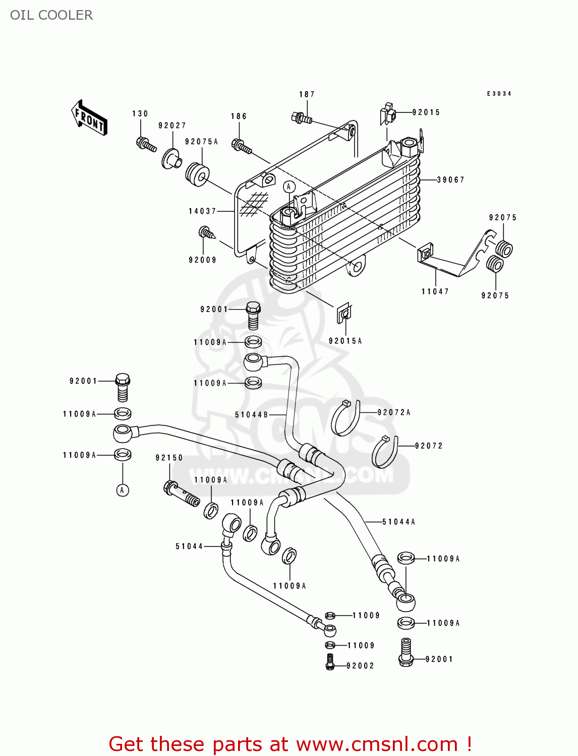 OIL COOLER ZX1100D2 ZZR1100 1994 EUROPE UK FR NL AR FG GR IT NR SD SP ST