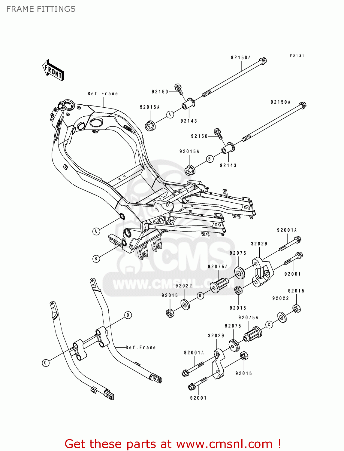 FRAME FITTINGS ZX1100D2 ZZR1100 1994 EUROPE UK FR NL AR FG GR IT NR SD SP ST