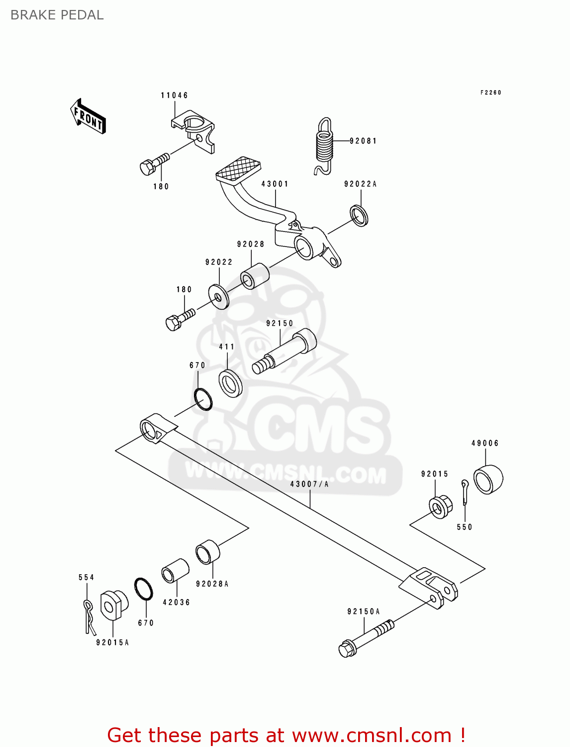 BRAKE PEDAL ZX1100D2 ZZR1100 1994 EUROPE UK FR NL AR FG GR IT NR SD SP ST