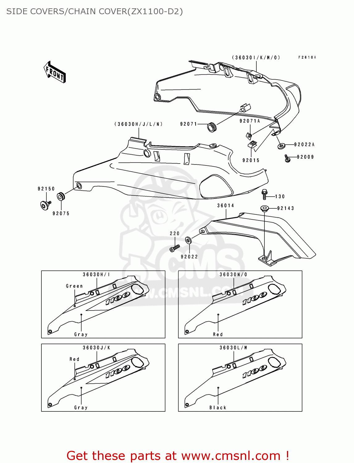 SIDE COVERS/CHAIN COVER(ZX1100-D2) ZX1100D2 ZZR1100 1994 EUROPE UK FR NL AR FG GR IT NR SD SP ST