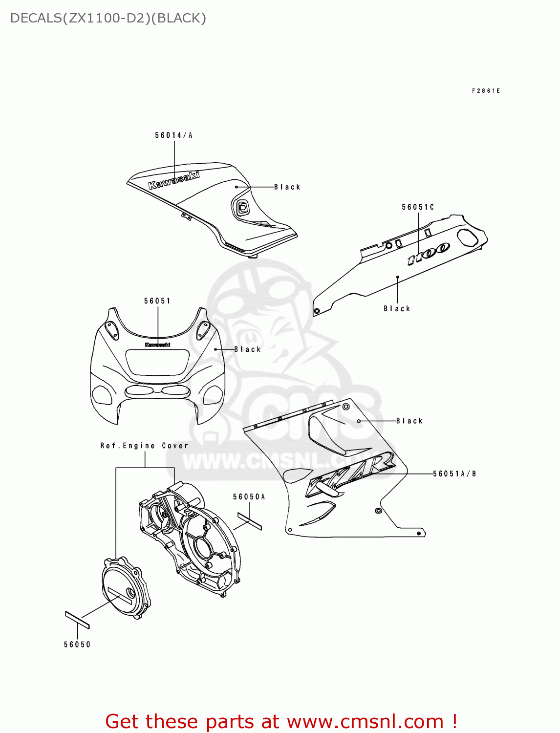 DECALS(ZX1100-D2)(BLACK) ZX1100D2 ZZR1100 1994 EUROPE UK FR NL AR FG GR IT NR SD SP ST