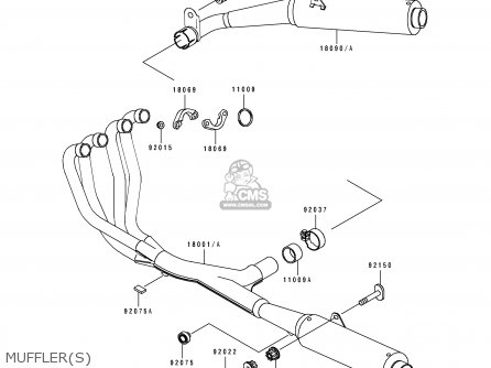 MUFFLER(S) - ZX1100D2 ZZR1100 1994 EUROPE UK FR NL AR FG GR IT NR SD SP ST