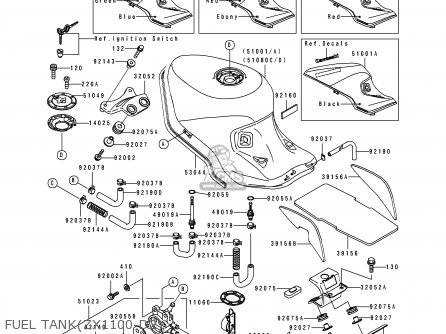FUEL TANK(ZX1100-D2) - ZX1100D2 ZZR1100 1994 EUROPE UK FR NL AR FG GR IT NR SD SP ST