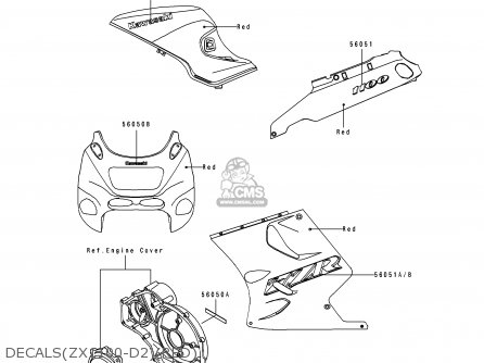 DECALS(ZX1100-D2)(RED) - ZX1100D2 ZZR1100 1994 EUROPE UK FR NL AR FG GR IT NR SD SP ST