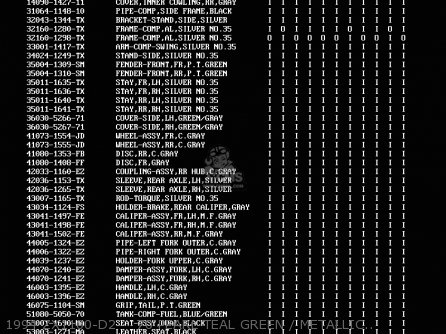 1994 ZX1100-D2    70 PEARL TEAL GREEN / METALLIC NOCTURNE BL - ZX1100D2 ZZR1100 1994 EUROPE UK FR NL AR FG GR IT NR SD SP ST