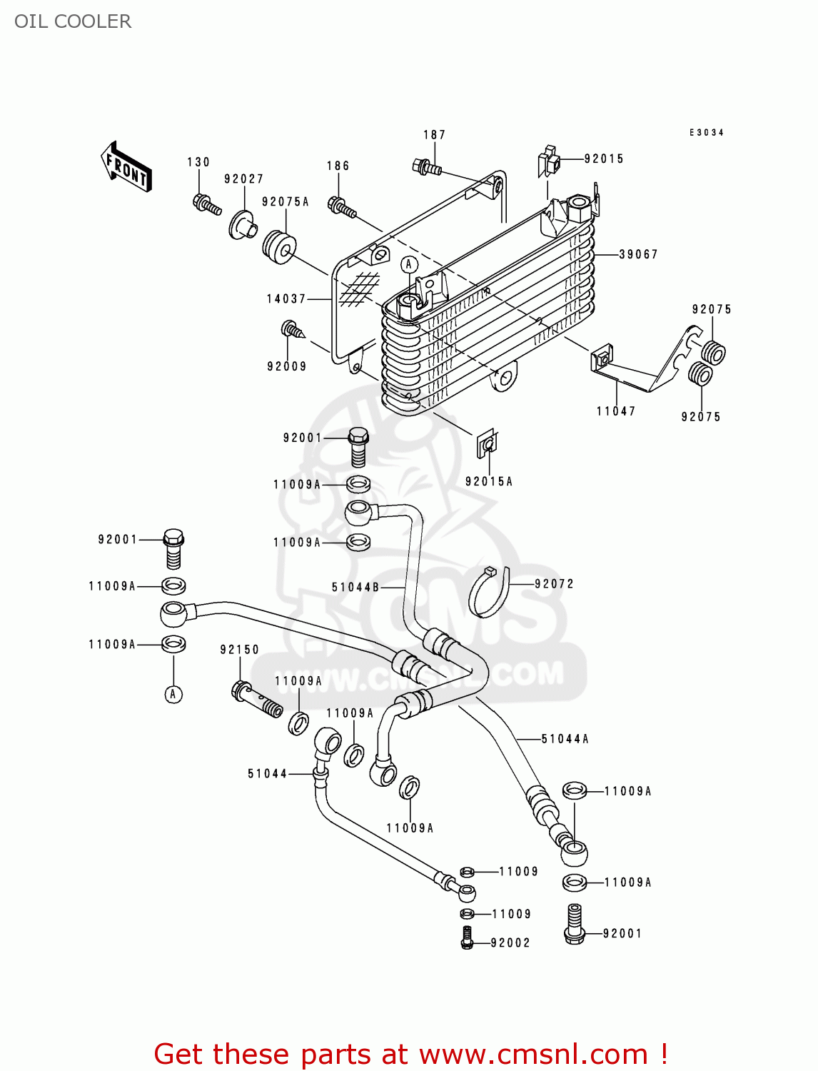 OIL COOLER ZX1100D3 NINJAZX11 1995 USA CALIFORNIA CANADA