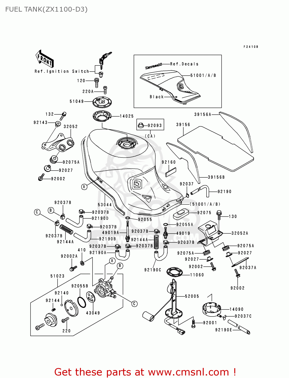 FUEL TANK(ZX1100-D3) ZX1100D3 NINJAZX11 1995 USA CALIFORNIA CANADA