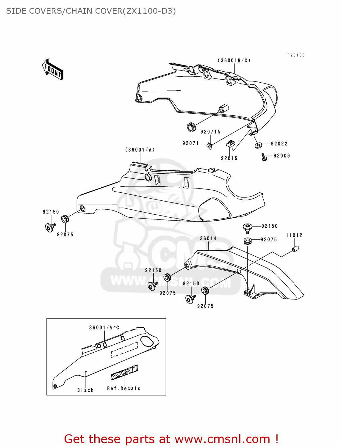 SIDE COVERS/CHAIN COVER(ZX1100-D3) ZX1100D3 NINJAZX11 1995 USA CALIFORNIA CANADA