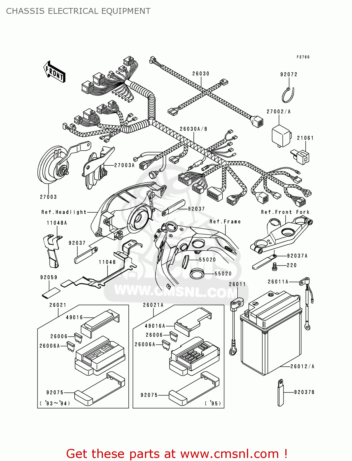 CHASSIS ELECTRICAL EQUIPMENT ZX1100D3 NINJAZX11 1995 USA CALIFORNIA CANADA