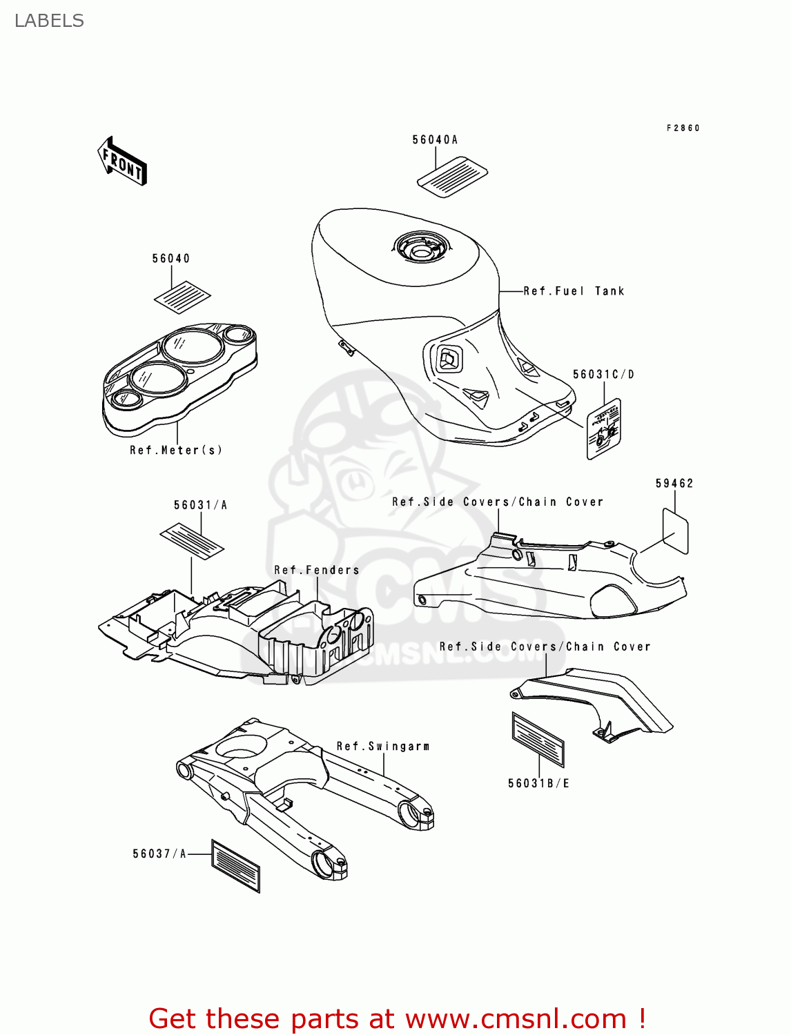 LABELS ZX1100D3 NINJAZX11 1995 USA CALIFORNIA CANADA