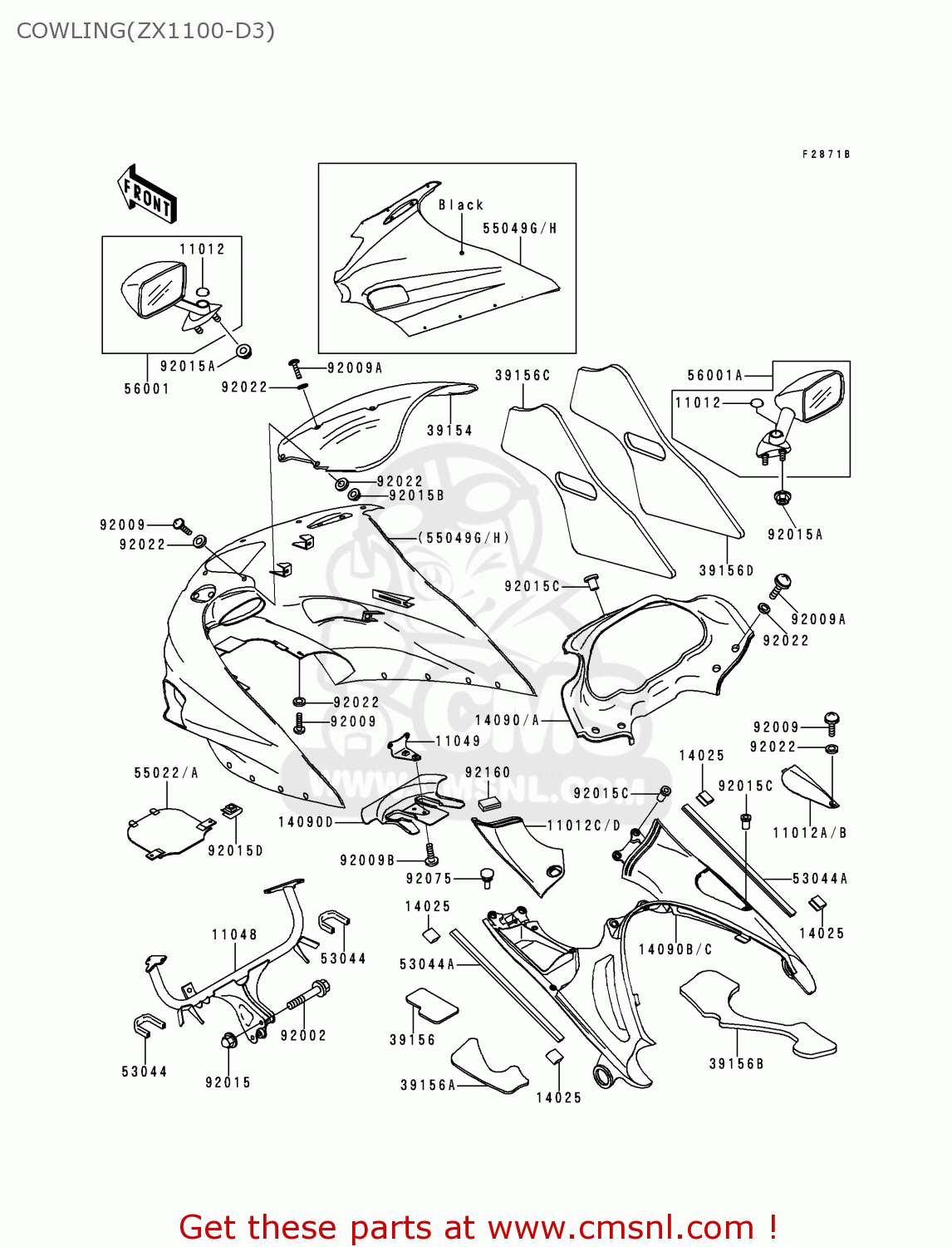 COWLING(ZX1100-D3) ZX1100D3 NINJAZX11 1995 USA CALIFORNIA CANADA