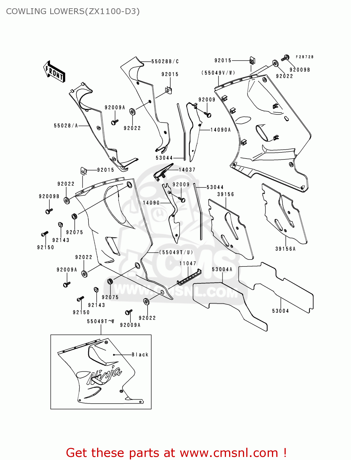 COWLING LOWERS(ZX1100-D3) ZX1100D3 NINJAZX11 1995 USA CALIFORNIA CANADA