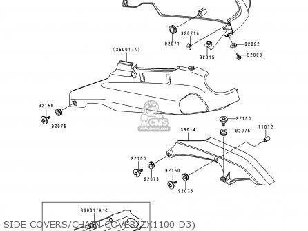SIDE COVERS/CHAIN COVER(ZX1100-D3) - ZX1100D3 NINJAZX11 1995 USA CALIFORNIA CANADA