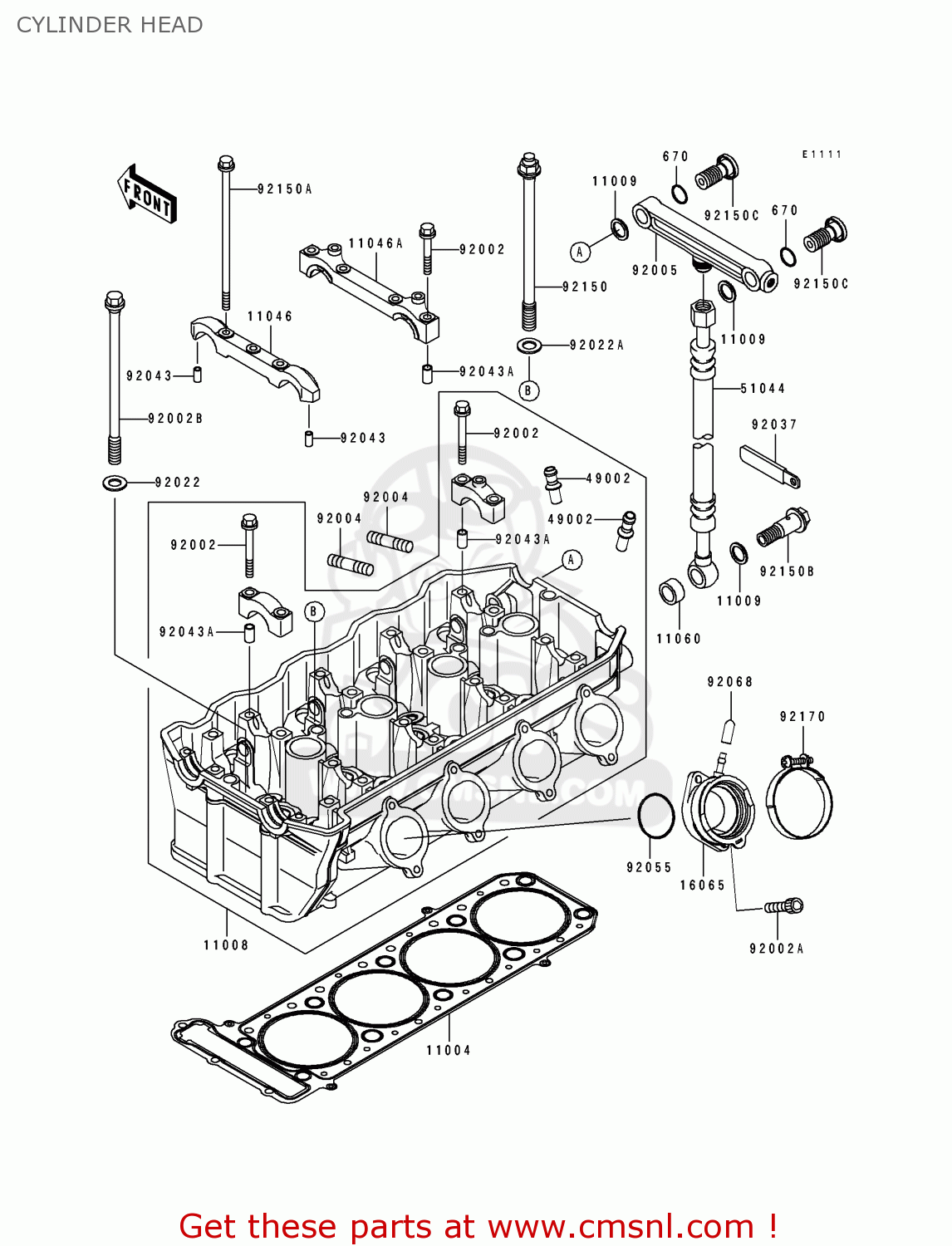 CYLINDER HEAD ZX1100D3 ZZR1100 1995 EUROPE UK FR NL AR FG GR IT NR SD SP ST