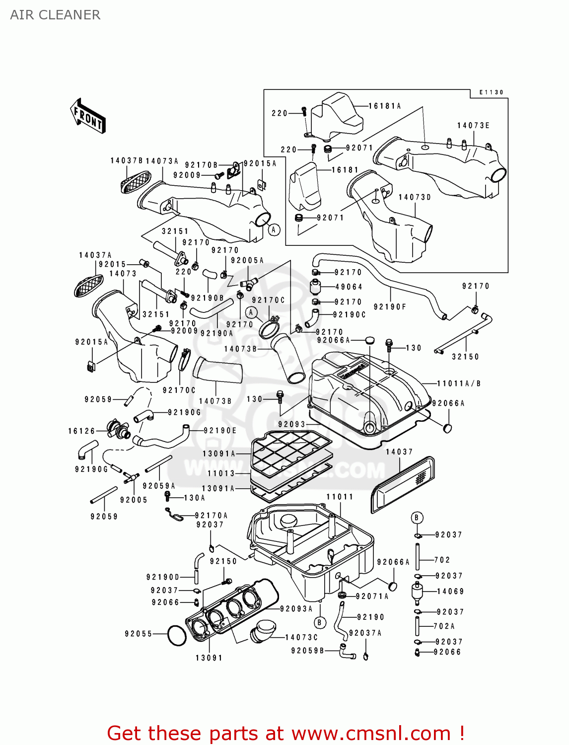 AIR CLEANER ZX1100D3 ZZR1100 1995 EUROPE UK FR NL AR FG GR IT NR SD SP ST