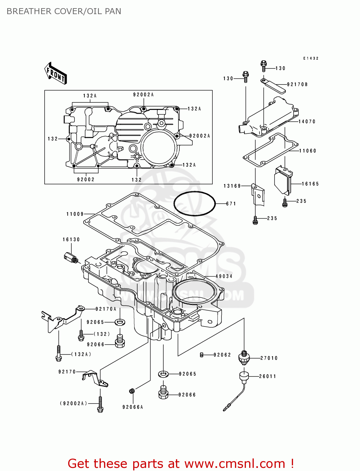 BREATHER COVER/OIL PAN ZX1100D3 ZZR1100 1995 EUROPE UK FR NL AR FG GR IT NR SD SP ST
