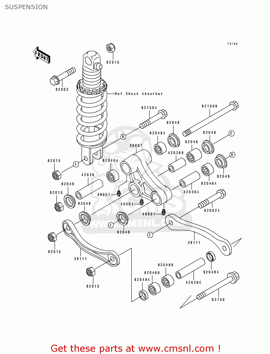 SUSPENSION ZX1100D3 ZZR1100 1995 EUROPE UK FR NL AR FG GR IT NR SD SP ST