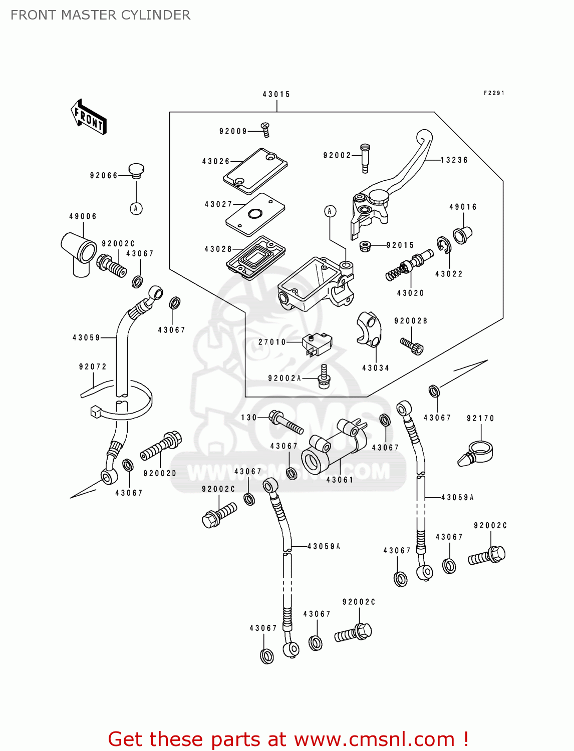 FRONT MASTER CYLINDER ZX1100D3 ZZR1100 1995 EUROPE UK FR NL AR FG GR IT NR SD SP ST