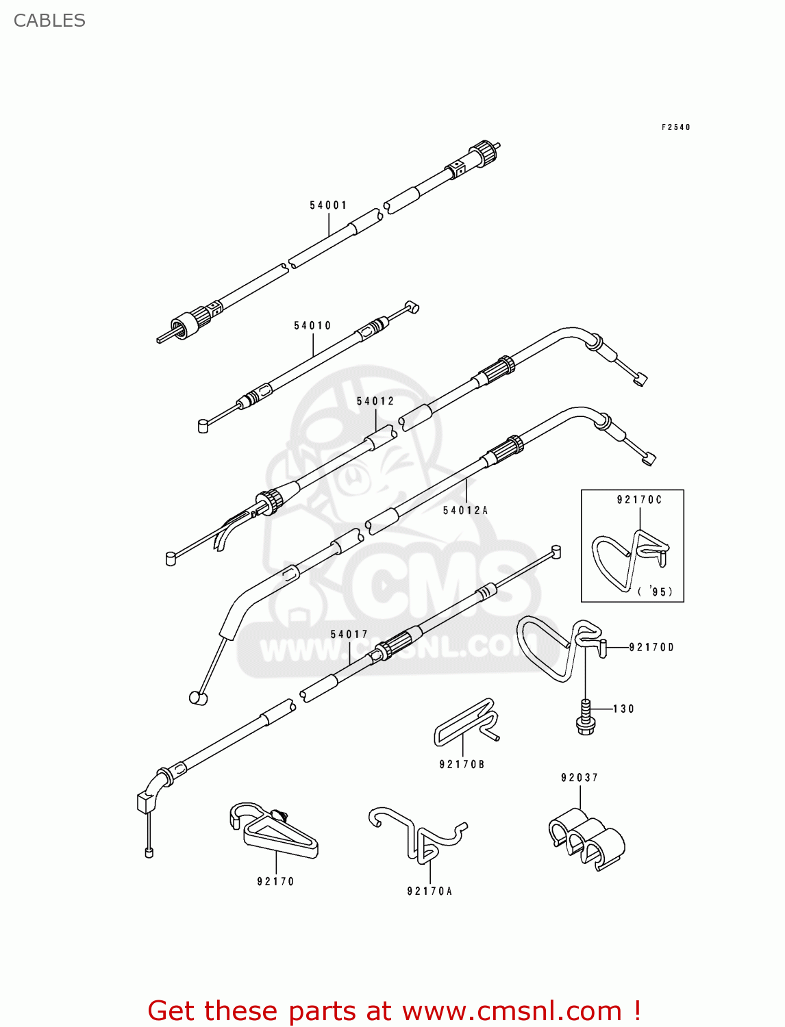CABLES ZX1100D3 ZZR1100 1995 EUROPE UK FR NL AR FG GR IT NR SD SP ST