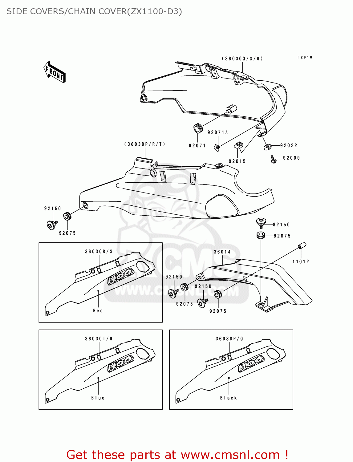 SIDE COVERS/CHAIN COVER(ZX1100-D3) ZX1100D3 ZZR1100 1995 EUROPE UK FR NL AR FG GR IT NR SD SP ST